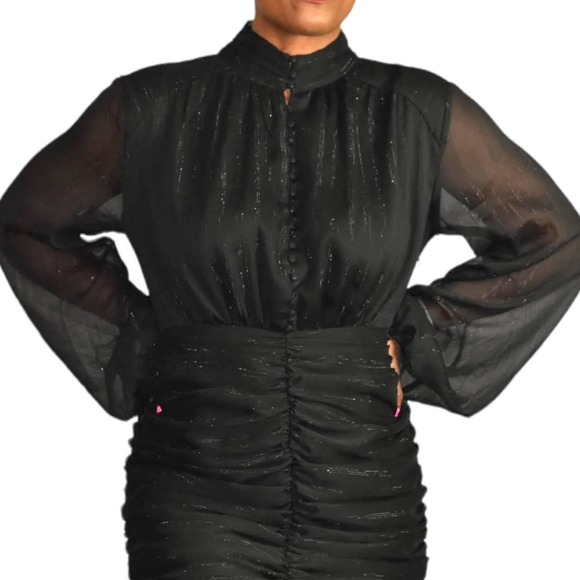 nwt revolve house of harlow 1960 black ruched dress size 4 - Picture 2 of 5